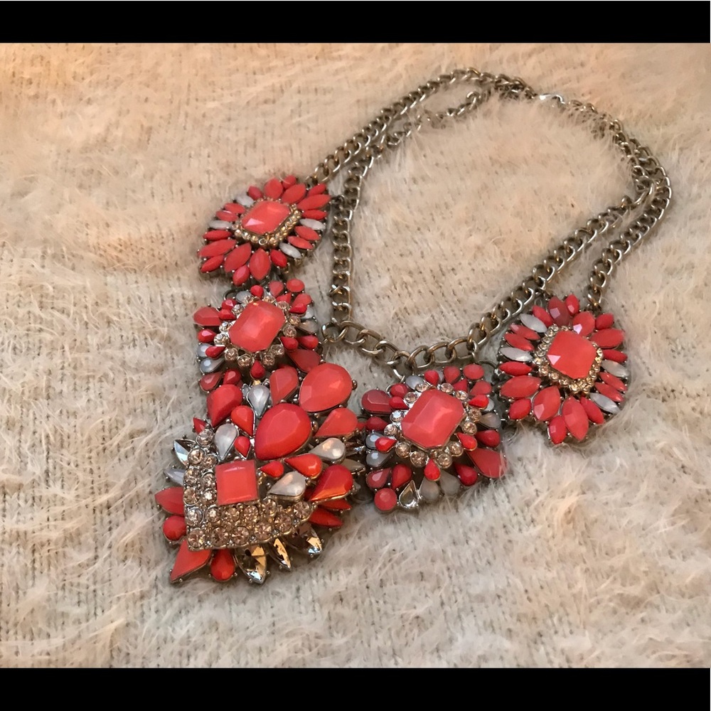 Reddish Orange Chunky Necklace